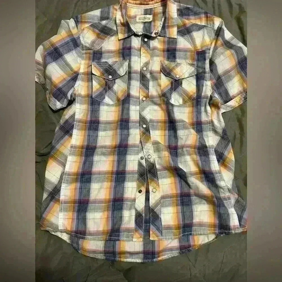 Men’s button down dress shirt  orange and blue size large - Picture 6 of 6